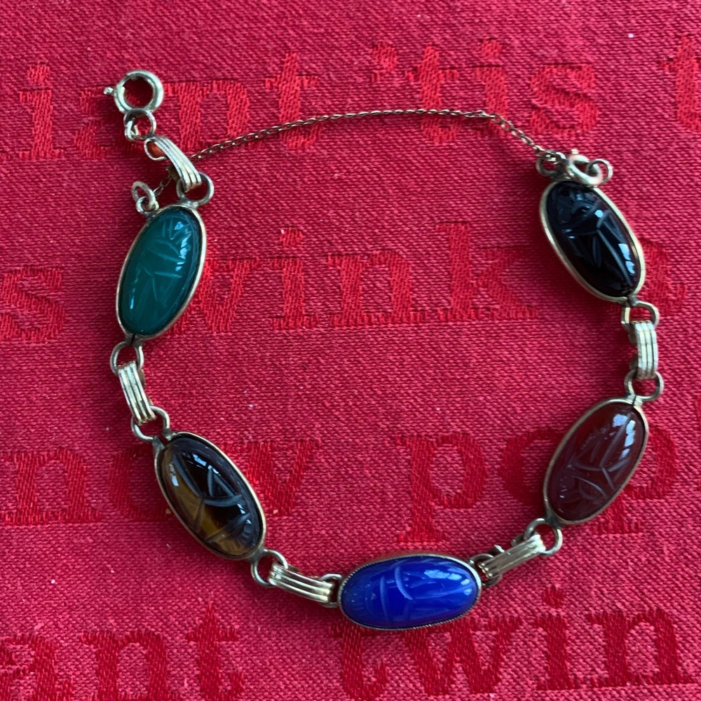 Gold Oval Gemstone Bracelet